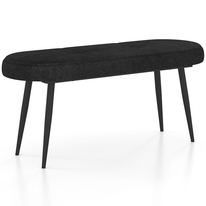 113 cm Ottoman Bench with Sponge Padded Cushion for Entryway Living Room Foyer-Black