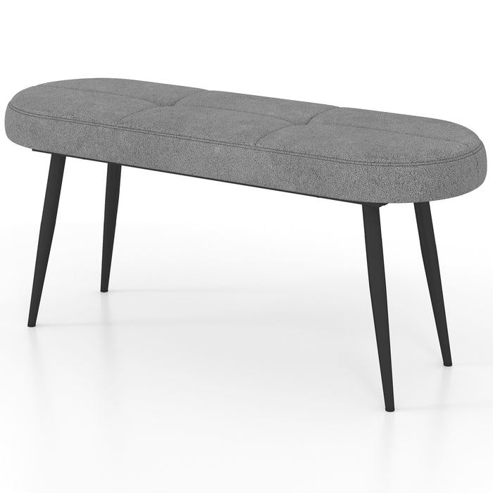 113 cm Ottoman Bench with Sponge Padded Cushion for Entryway Living Room Foyer-Black