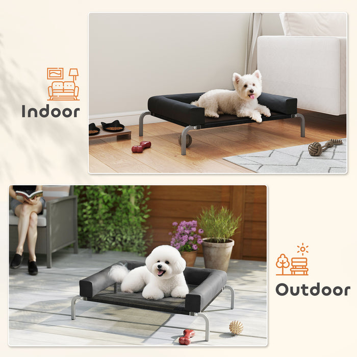 PawHut Elevated Dog Bed with Removable Bolsters, Raised Dog Bed for Small Breeds, Portable Indoor & Outdoor Pet Cots, Black