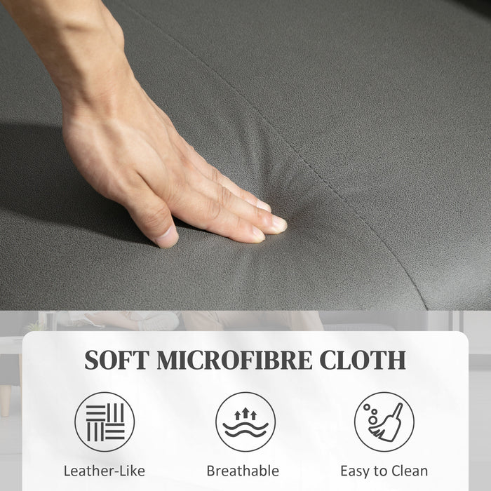 HOMCOM Recliner Armchair with Thick Padded Spring Cushion, Microfibre Manual Reclining Chair with Adjustable Leg Rest, Side Pockets for Living Room, Bedroom, Light Grey