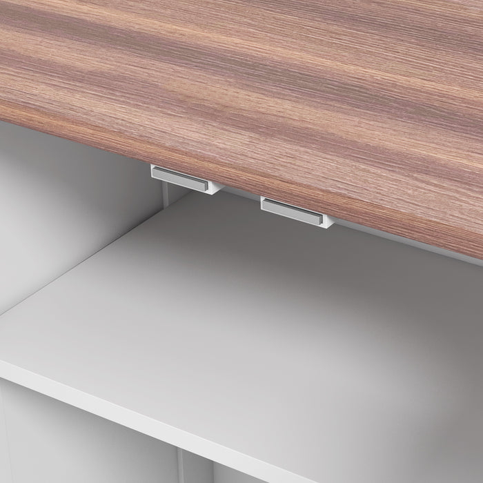 PawHut Pet Feeding Station with Raised Dog Bowls, Adjustable Panel, Hooks, Dog Food Storage Cabinet, White