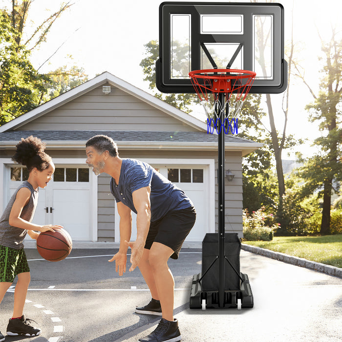 Outdoor Basketball Hoop System with Fillable Base and 2 Wheels-