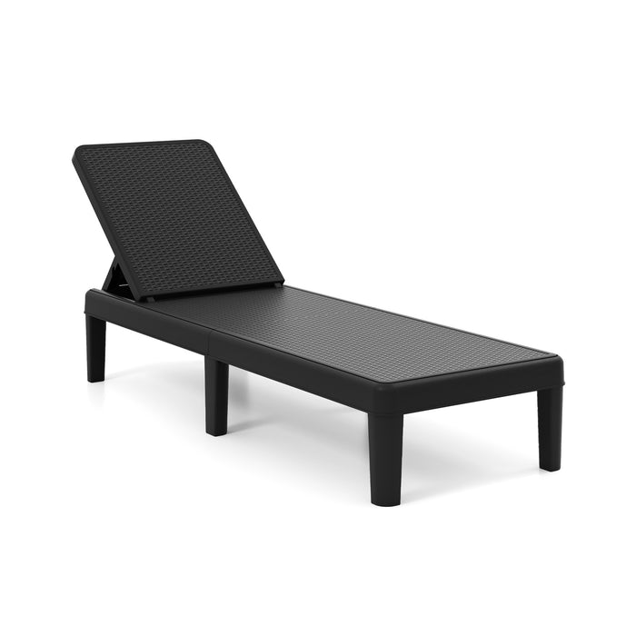 Outdoor Chaise Lounger Chair 4-Position Reclining Chair with Waterproof Rattan Textured PP Surface-