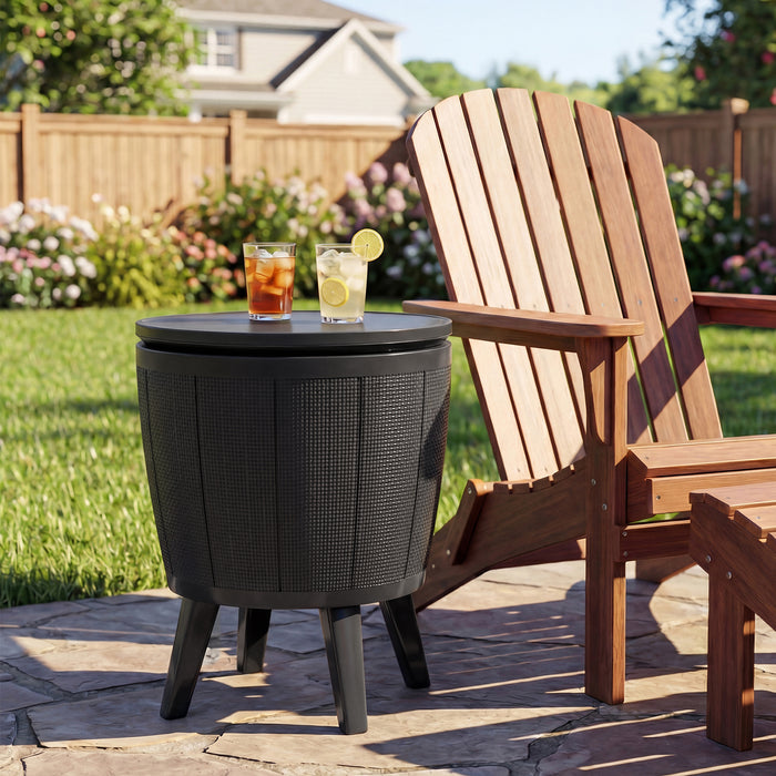 Outdoor Cool Cocktail Bar Table 38L Beer and Wine Cooler with Lift-Top-