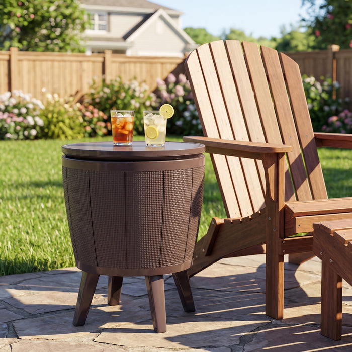 Outdoor Cool Cocktail Bar Table 38L Beer and Wine Cooler with Lift-Top-