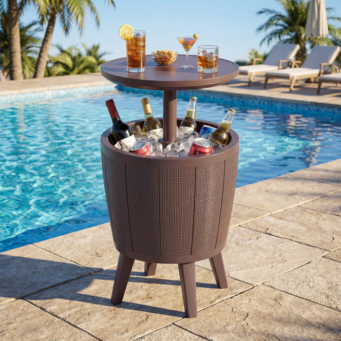 Outdoor Cool Cocktail Bar Table 38L Beer and Wine Cooler with Lift-Top-