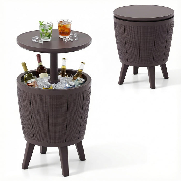 Outdoor Cool Cocktail Bar Table 38L Beer and Wine Cooler with Lift-Top-
