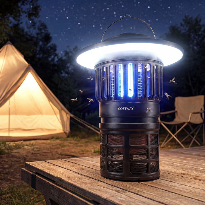 Outdoor Fly Trap with LED Lantern & Candle Lamp and Fan Suction