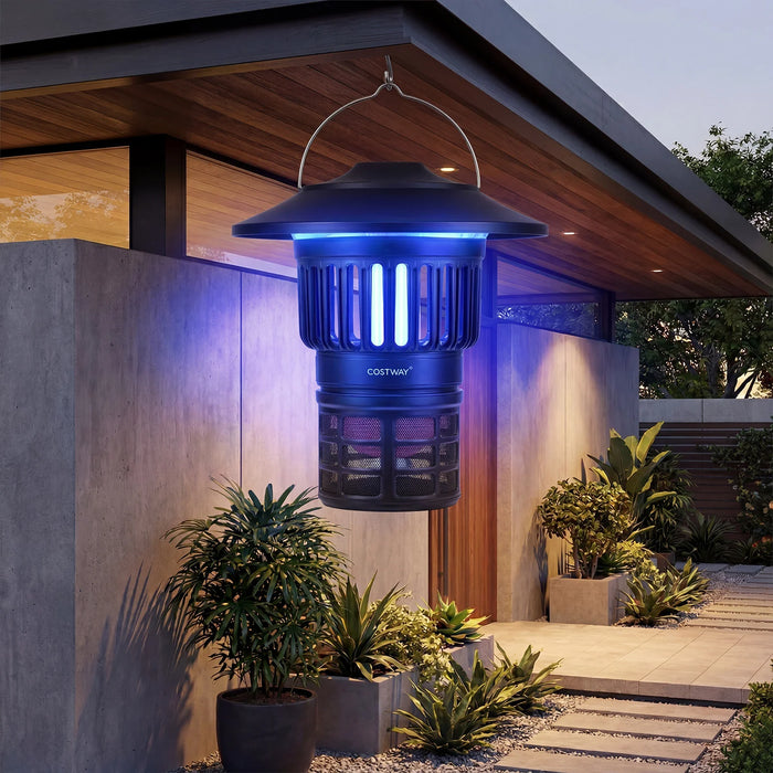 Outdoor Fly Trap with LED Lantern & Candle Lamp and Fan Suction
