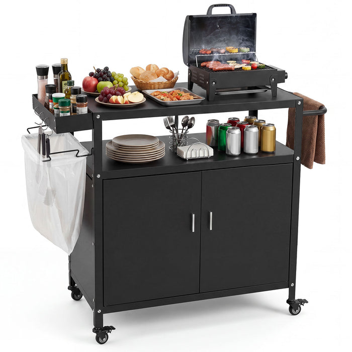 Outdoor Grill Cart with Storage Side Handle and Metal Top