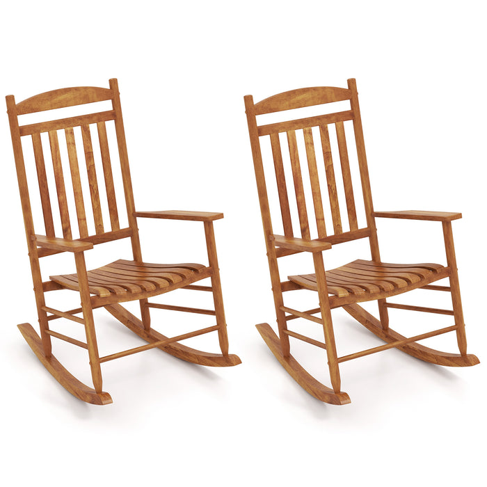 Outdoor Poplar Wood Rocking Chair Set of 2 for Garden-