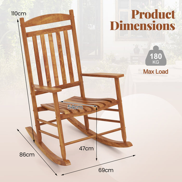 Outdoor Poplar Wood Rocking Chair Set of 2 for Garden-