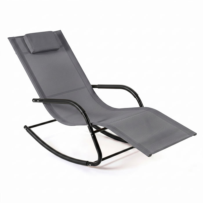 Outdoor Rocking Chair and Patio Lounge Chair with Detachable Headrest and Curved Armrests-