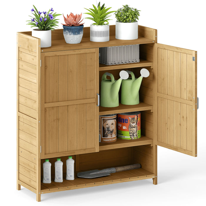 Outdoor Solid Wood Potting Bench with Storage Removable Shelves-