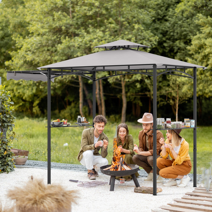 Outdoor Barbecue Canopy Tent Grill Gazebo with Side Awning-