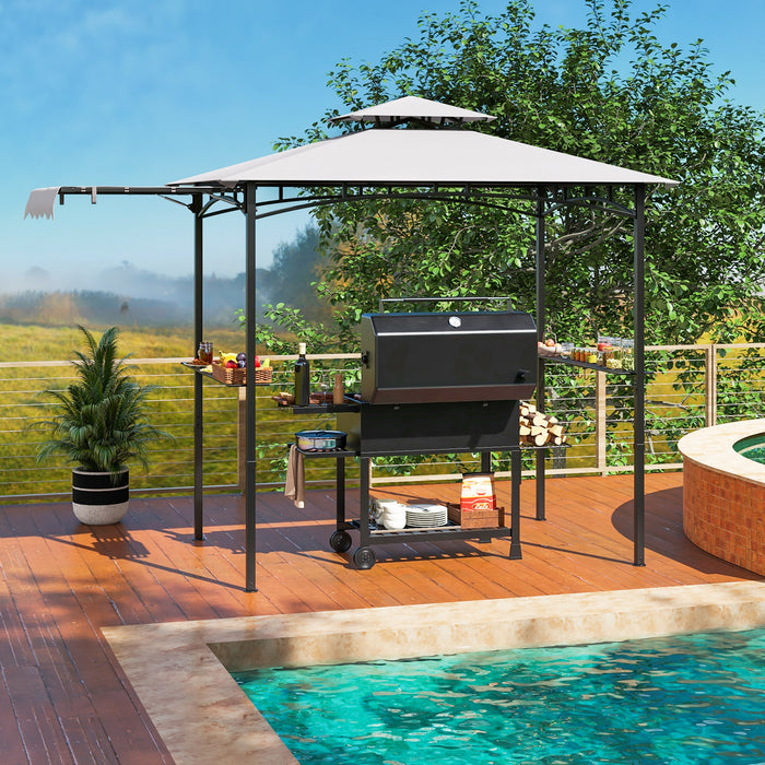 Outdoor Barbecue Canopy Tent Grill Gazebo with Side Awning-