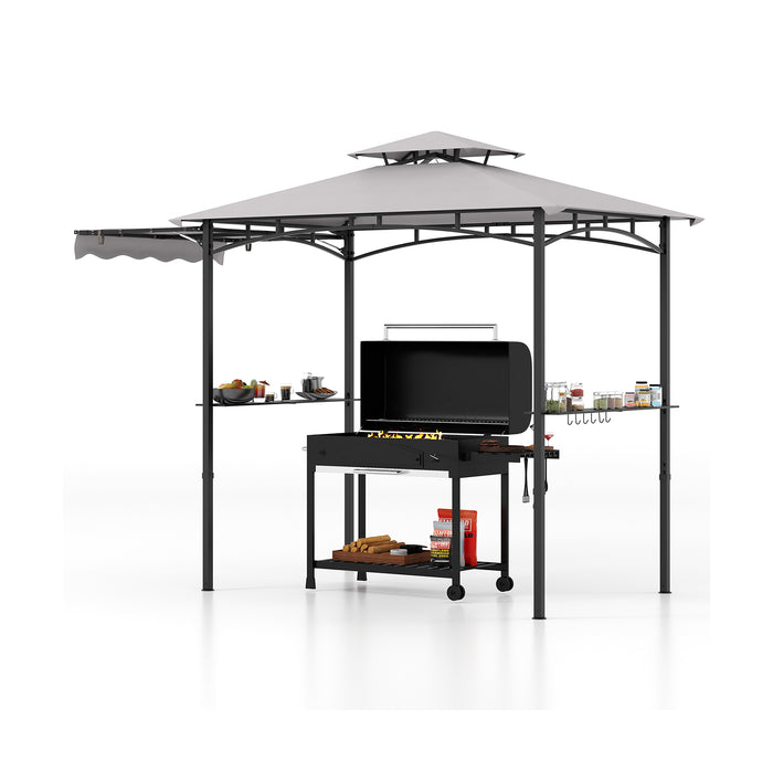 Outdoor Barbecue Canopy Tent Grill Gazebo with Side Awning-