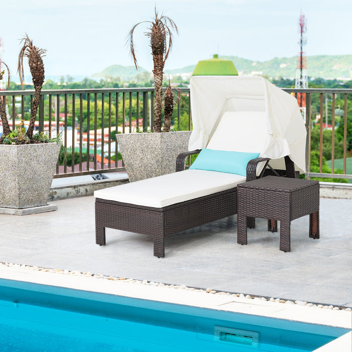 Outdoor Furniture Collection - Chaise Lounge Chair and Table Set, Adjustable Backrest Feature - Perfect for Patio Relaxation and Outdoor Entertaining