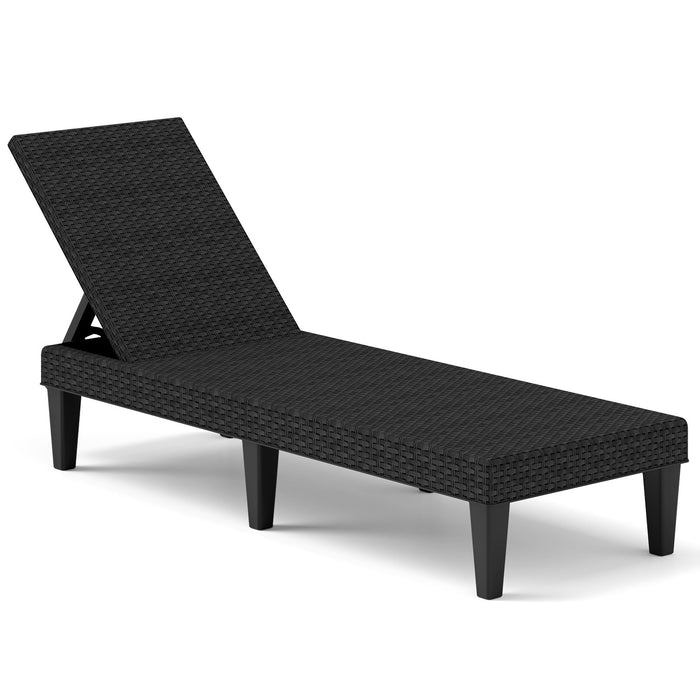 Outdoor Chaise Lounge Chair Rattan Recliner with Adjustable Backrest-Black