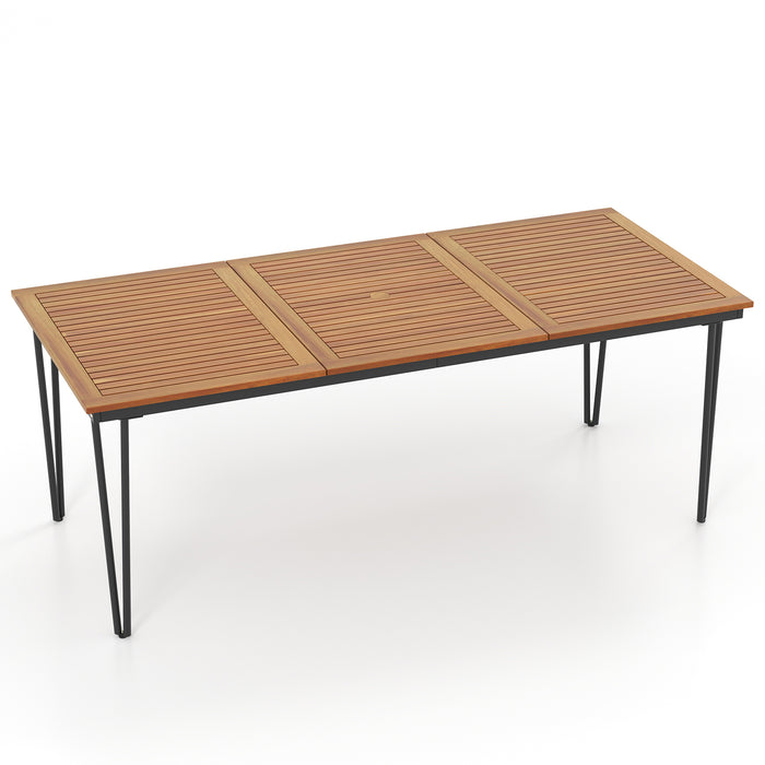 Outdoor Dining Table 200 x 90cm with Metal Legs - Stylish Garden and Poolside Furniture - Ideal for Outdoor Entertaining and Al Fresco Dining