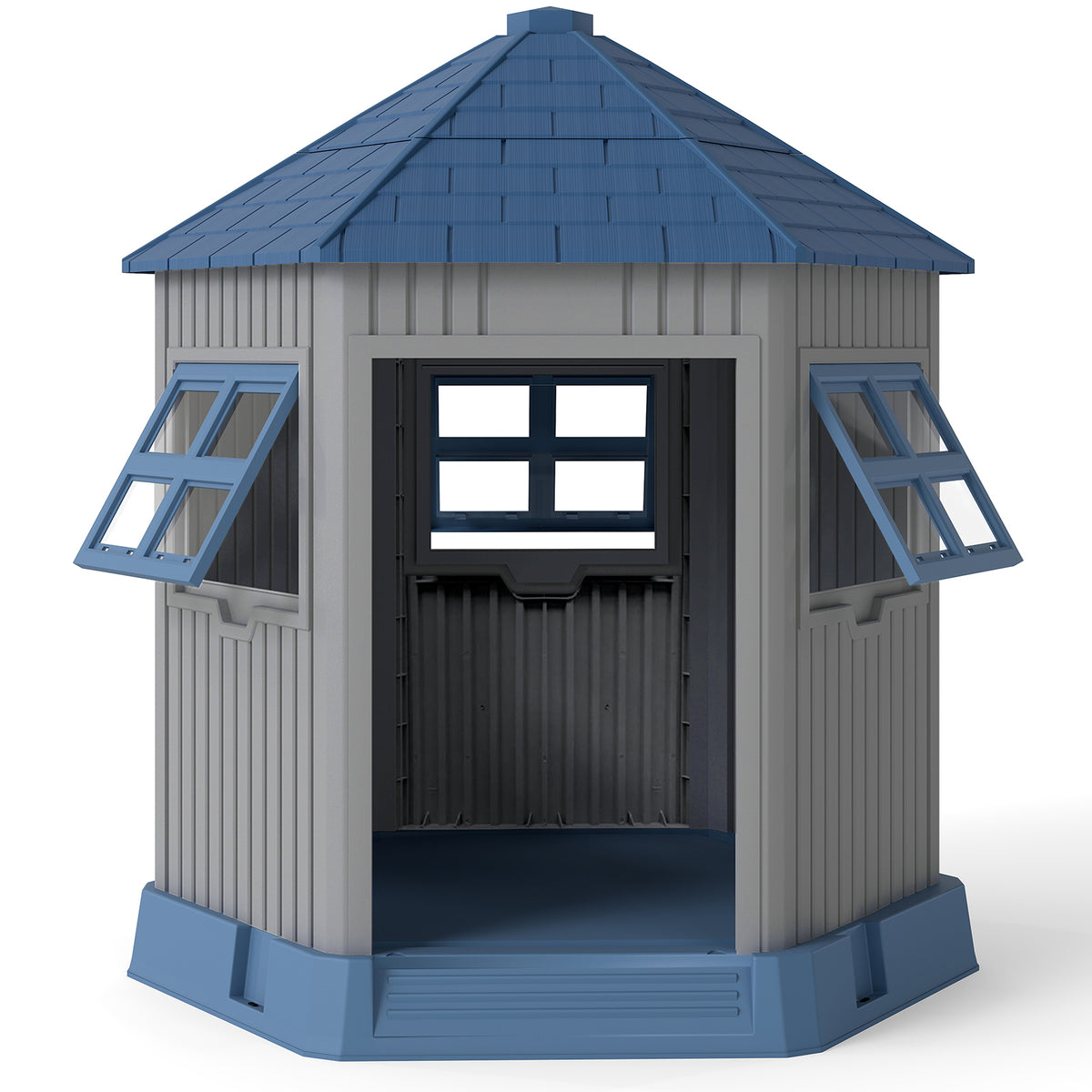 Outdoor Dog House with 2 Windows and Skylight for Small Medium Dogs-