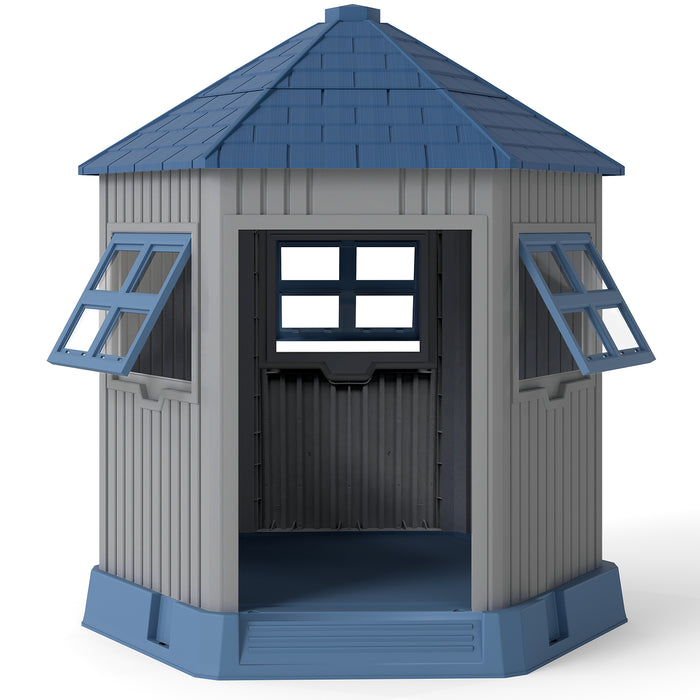 Outdoor Dog House with 2 Windows and Skylight for Small Medium Dogs-