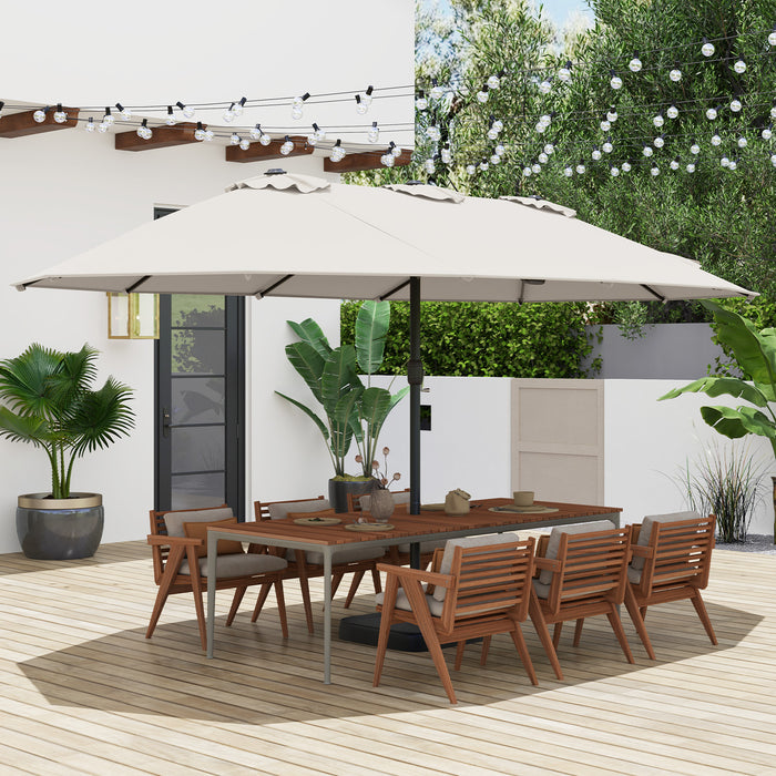 Double Sided Patio Umbrella Outdoor Large Market Umbrella with Base-