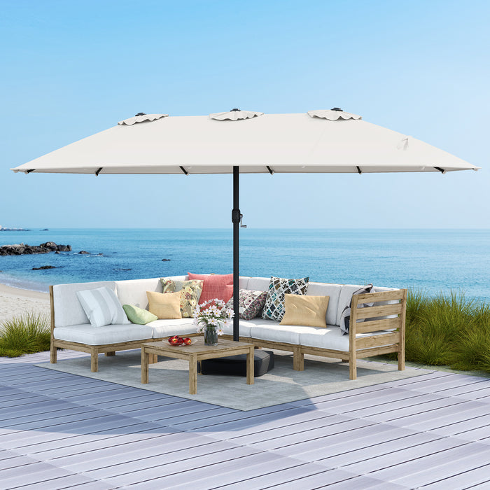 Double Sided Patio Umbrella Outdoor Large Market Umbrella with Base-