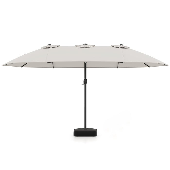 Double Sided Patio Umbrella Outdoor Large Market Umbrella with Base-