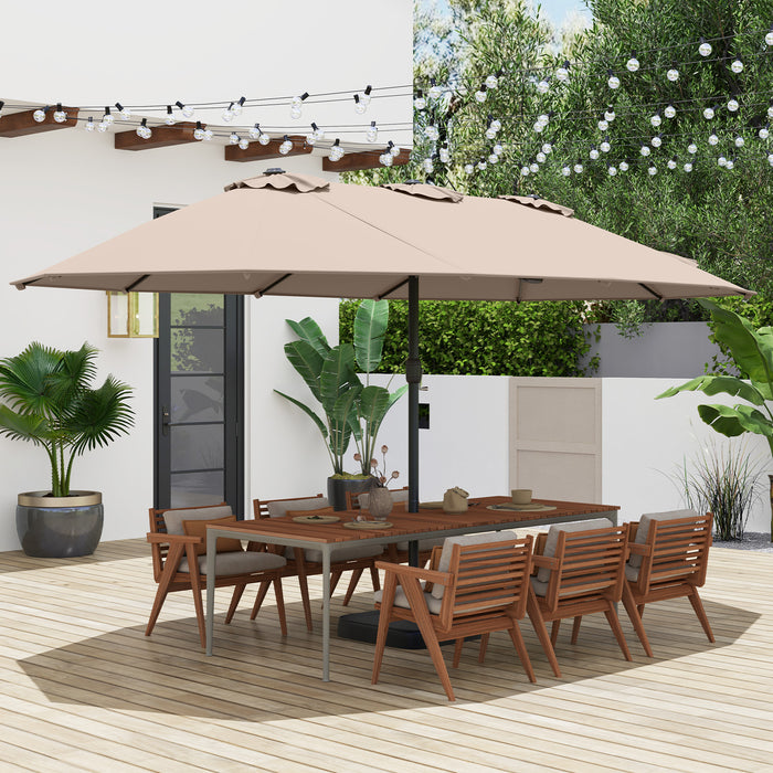 Double Sided Patio Umbrella Outdoor Large Market Umbrella with Base-