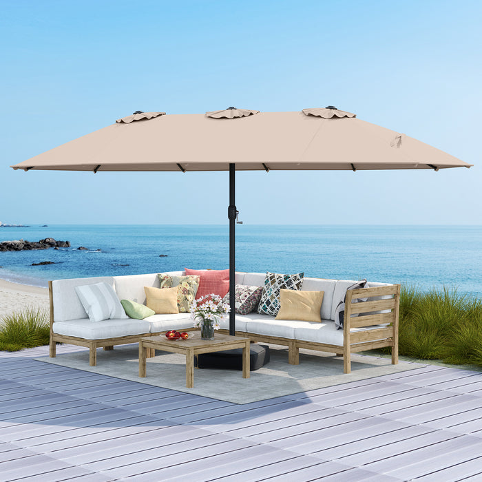 Double Sided Patio Umbrella Outdoor Large Market Umbrella with Base-