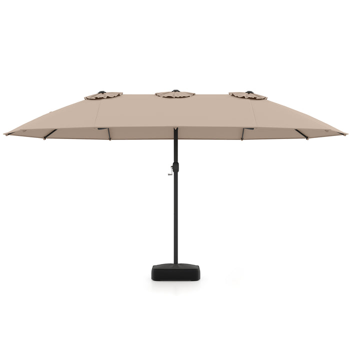 Double Sided Patio Umbrella Outdoor Large Market Umbrella with Base-