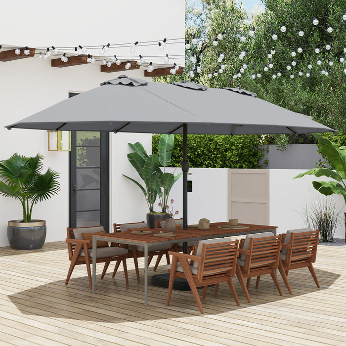 Double Sided Patio Umbrella Outdoor Large Market Umbrella with Base-