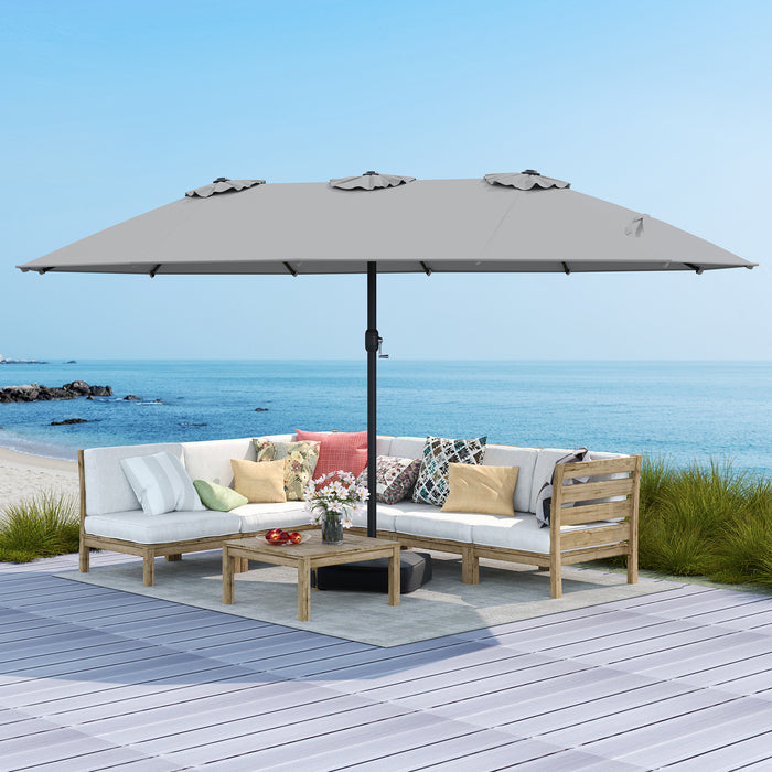 Double Sided Patio Umbrella Outdoor Large Market Umbrella with Base-