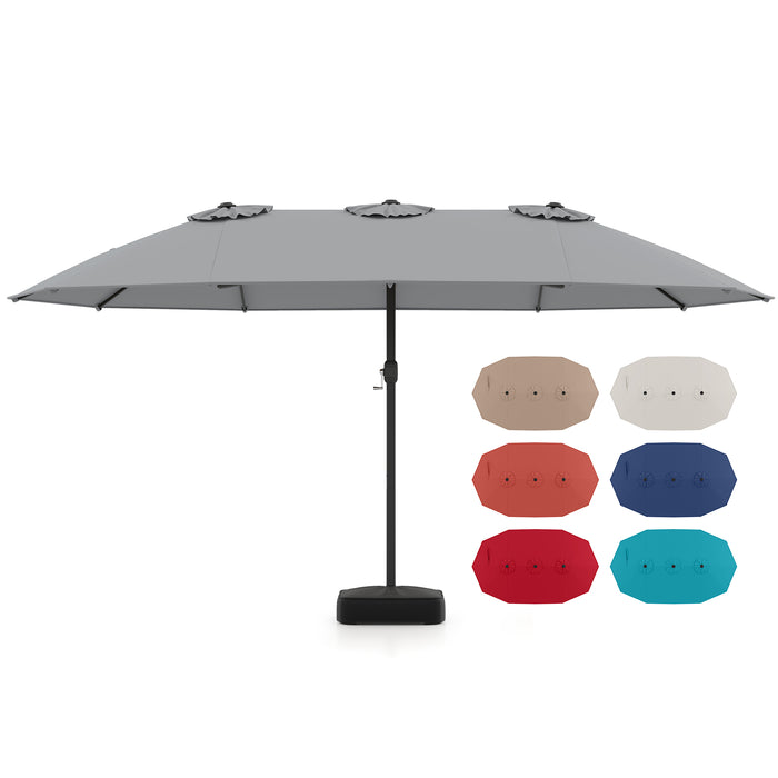 Double Sided Patio Umbrella Outdoor Large Market Umbrella with Base-