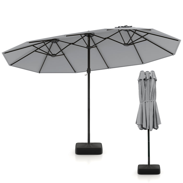 Double Sided Patio Umbrella Outdoor Large Market Umbrella with Base-