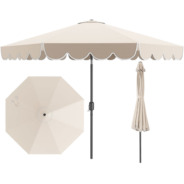 Outdoor Market Patio Umbrella with Crank Tilt Adjustment Ruffles-