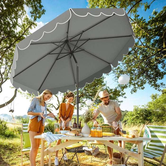 Outdoor Market Patio Umbrella with Crank Tilt Adjustment Ruffles-