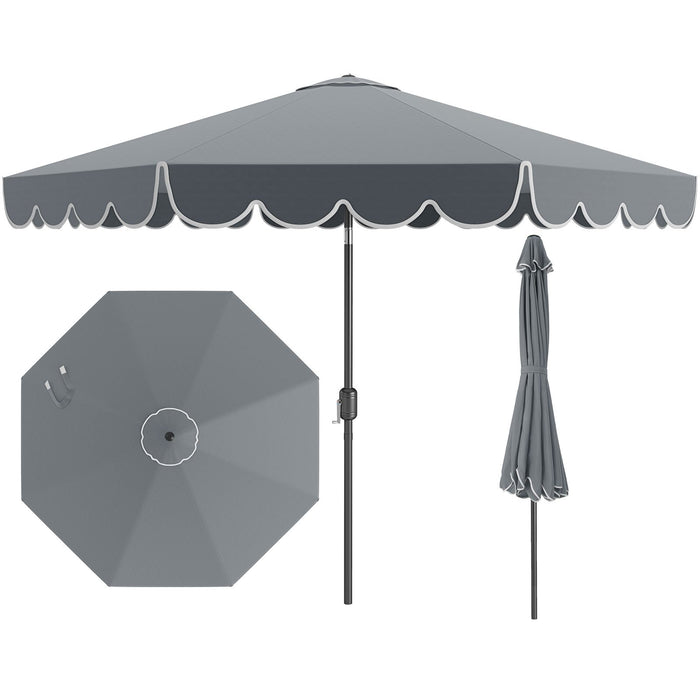 Outdoor Market Patio Umbrella with Crank Tilt Adjustment Ruffles-