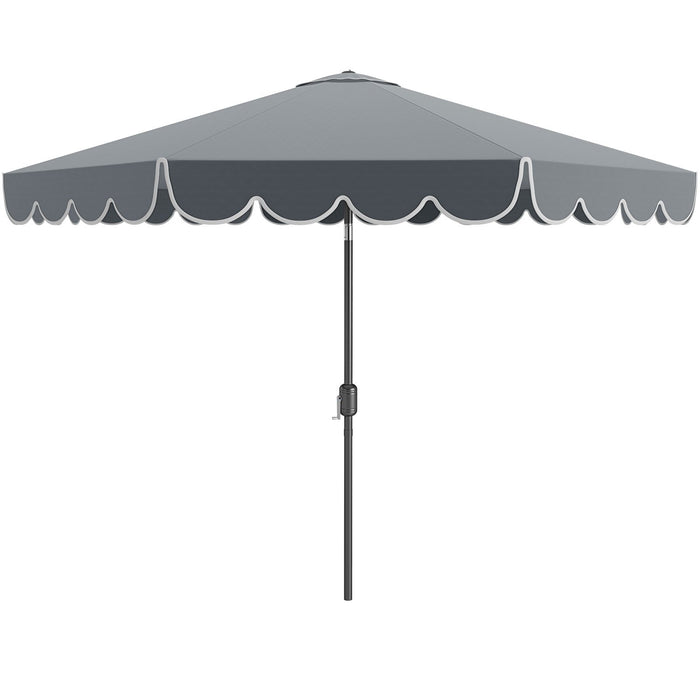 Outdoor Market Patio Umbrella with Crank Tilt Adjustment Ruffles-