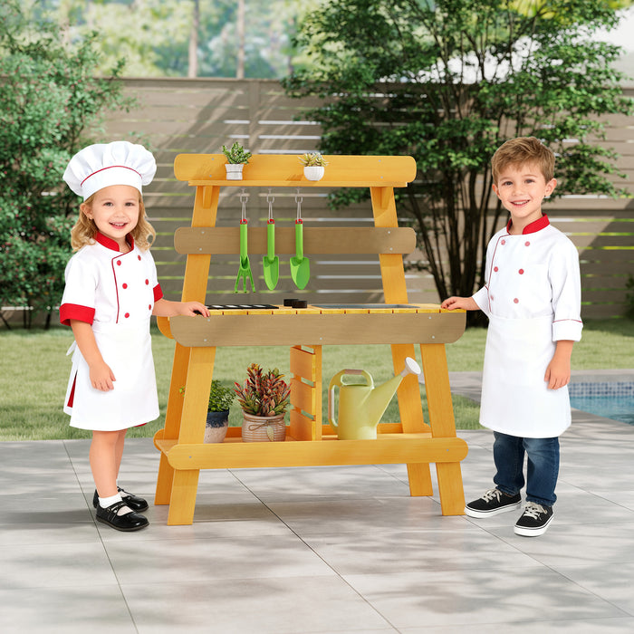 Outdoor Mud Kitchen for Kids Toddler Wood Pretend Play Kitchen-