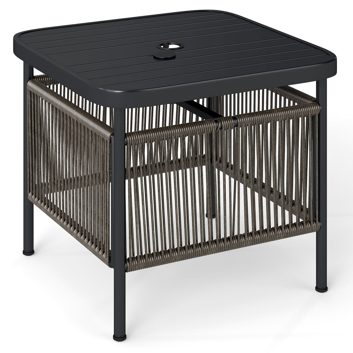 Outdoor PE Rattan Side Table with 5CM Umbrella Hole