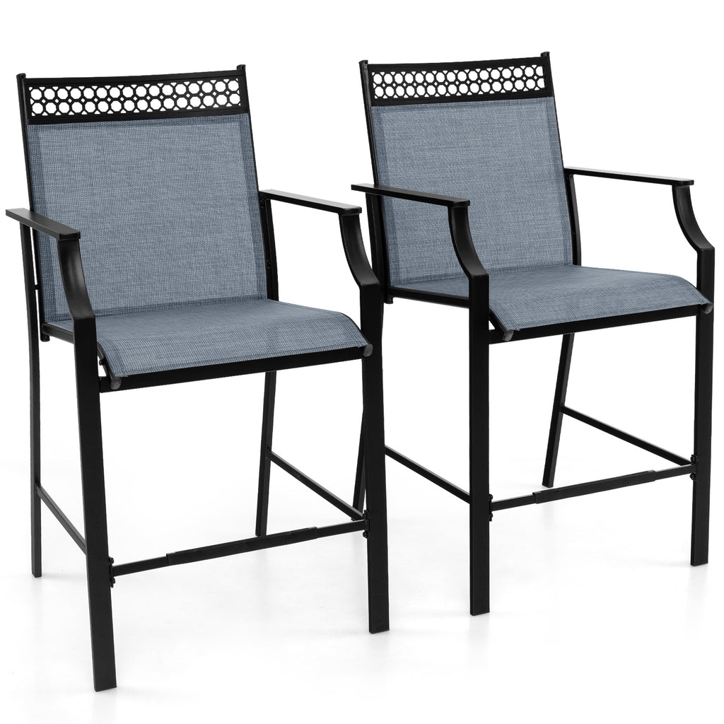 Outdoor Patio Chair Set of 2 with Footrest and High Back and Armrests-