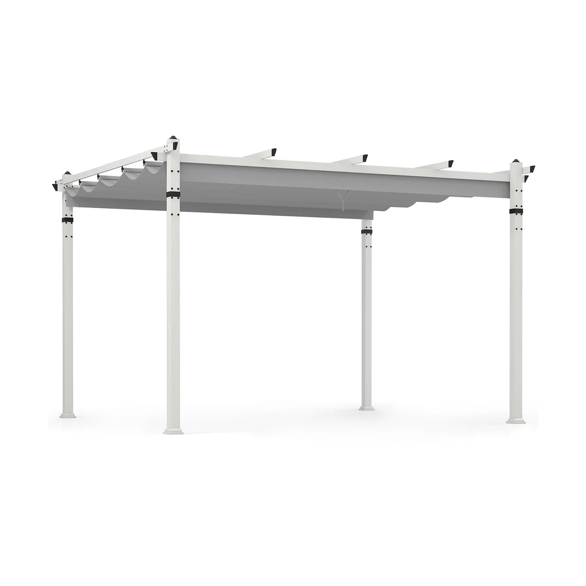Outdoor Pergola with Retractable Canopy Aluminum Frame Anchors-Grey