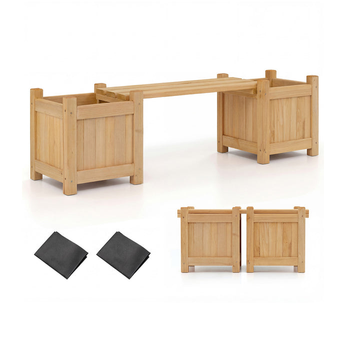 3-in-1 Outdoor Planter Box with Bench 2-Person Outdoor Bench-