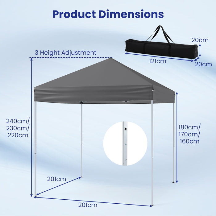 Outdoor Folding Pop-up Canopy with Adjustable Heights and Carrying Bag-White