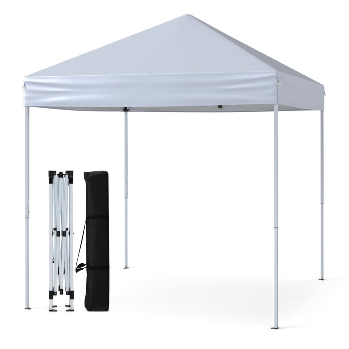 Outdoor Folding Pop-up Canopy with Adjustable Heights and Carrying Bag-White
