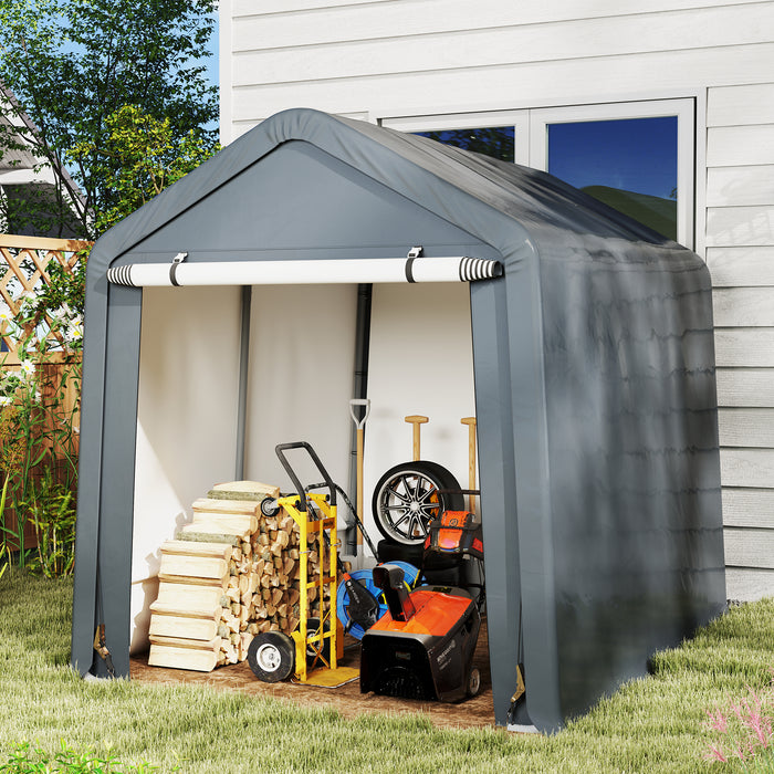 Outdoor Portable Storage Shelter with Roll up Zipper Door-