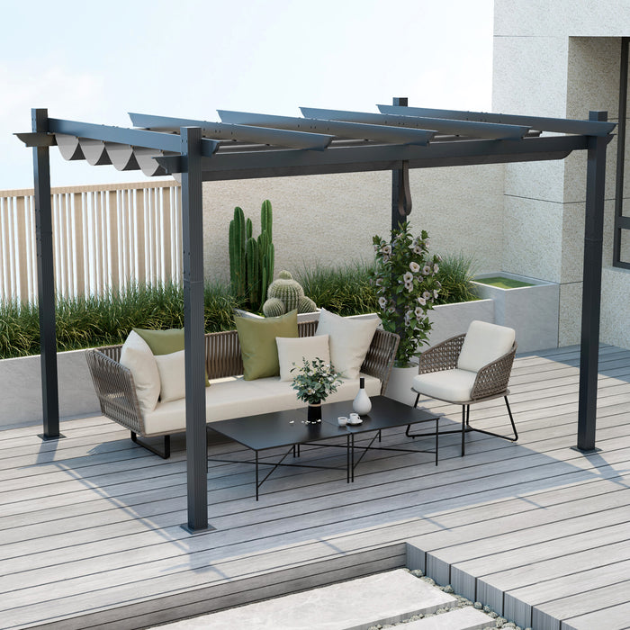 2.9 x 3.6 m Outdoor Retractable Pergola with Canopy Cover-