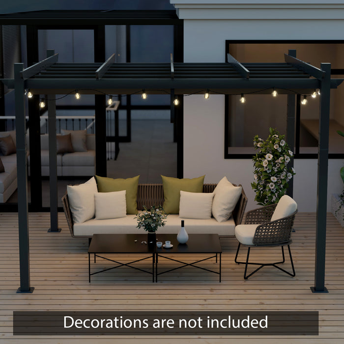 2.9 x 3.6 m Outdoor Retractable Pergola with Canopy Cover-